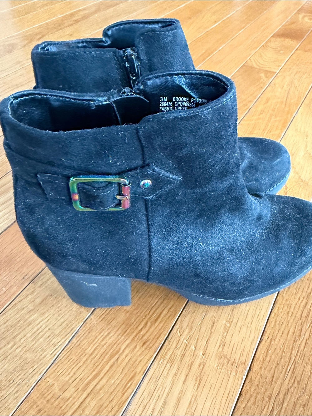 Sugar Heeled Side Zip Brooke Boots Black Suede Girls Sz 3